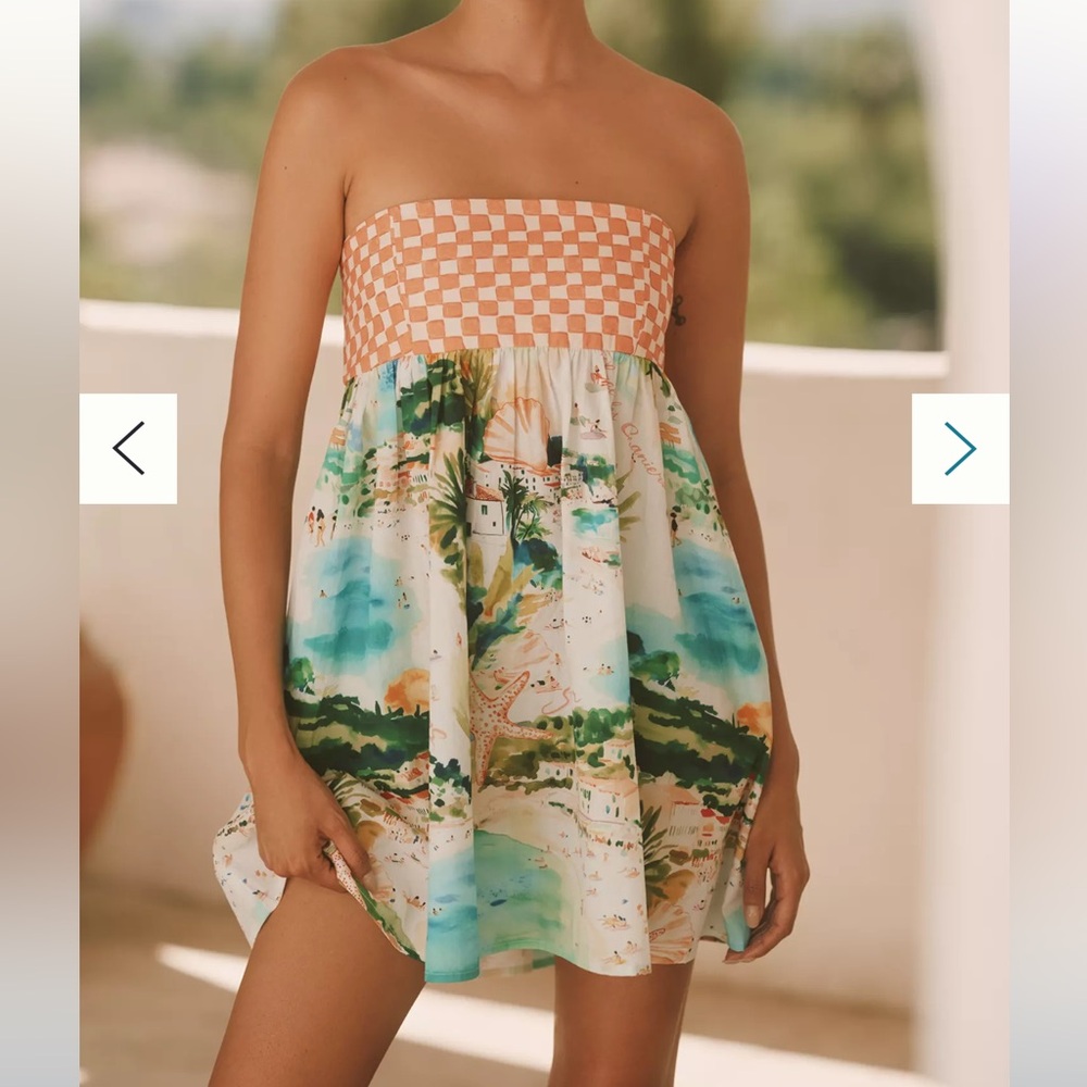 NWOT Celandine Strapless Pattern Bubble Mini Dress XS - Picture 2 of 3